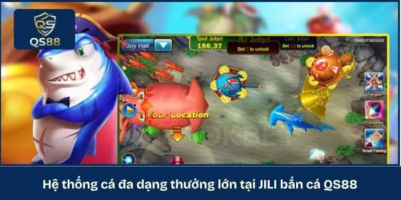 Hệ thống cá đa dạng thưởng lớn tại JILI bắn cá QS88